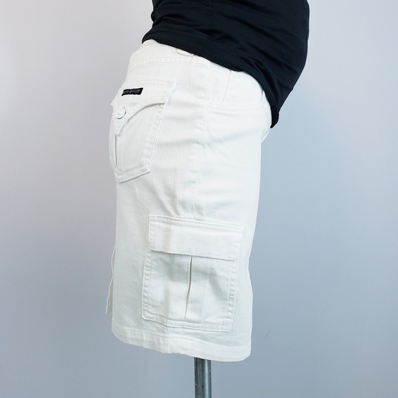 NWT Hudson Jeans Maternity Cargo Denim Skirt Off White Stretchy 27 - Picture 4 of 14
